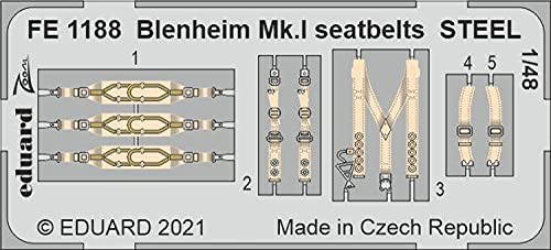 Blenheim MK.I SEATBELTS Steel Eduard FE1188 ceintures pré-peintes Airfix 1/48
