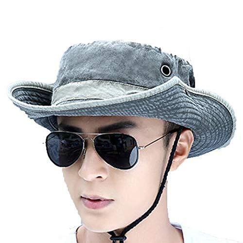 MGE Hombres/Mujeres Aire Libre del Verano de Protección Solar de ala Ancha del Sombrero del Cubo, Sombrero de Sol Impermeable y Transpirable Poco voluminoso, Verde del ejército