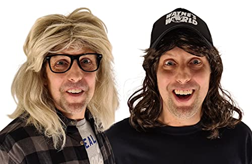 HandinHandCreations Wayne Costume Set - Garth Wig and Glasses with Hat