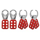 HiLKCO 4 Pack Stainless Steel Lockout Tagout Hasp 6 Hole,Lock Out Tamper-Proof and Impact-Resistant Loto Hasp PA Plastic-Sleeved Handle Heavy Duty