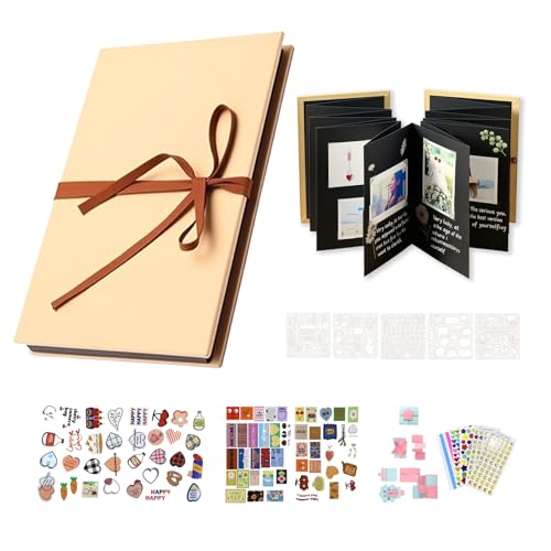 Solinorex Album Fotos para Pegar y Escribir, Album Hojas Negras Scrapbook 17,5 x 11,5cm, Albunes para Fotos Plegables Pequeño Son Regalos Ideales para Graduaciones, Cumpleaños, Bodas y Viajes