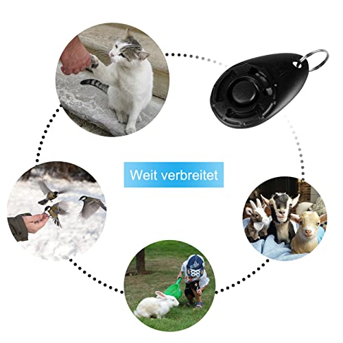 Diyife Hunde Clicker, Trainings-Clicker mit Elastischem Handschlaufe, Klicker mit Großem Knopf, Hundeerziehung und Hundetraining, für Hund, Katze, Pferd (2 Stück, Schwarz + Cyan)