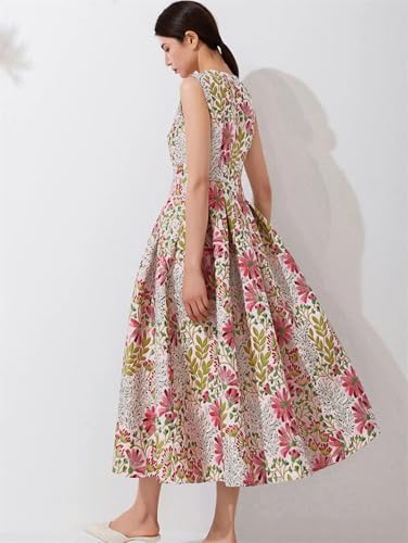 Women Summer Elegant Jacquard Long Maxi Floral Party Robe Vintage Evening Dress3