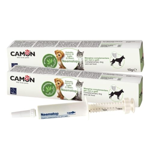 Ulisse Camon Neemstop, 2 Stück Nemastop, 2 Spritzen à 10 Gramm, schmackhafte Paste, die die Verdauung unterstützt und die bakterielle Darmflora von Hunden und Katzen unterstützt