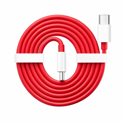 Image of AIBEX One plus 65W Dash Warp Charge Cable, 6.5A Type-C To Usb C Pd Data Sync Fast Charging Cable Compatible With One Plus 8T / 9 / 9R / 9 Pro / 9Rt / 10R / Nord & For All Type C Device (DL129 Red, 1 Meter)