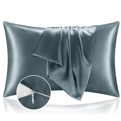 BEDELITE Satin Pillowcase 2 Pack, Space Grey, 20x26 Inches
