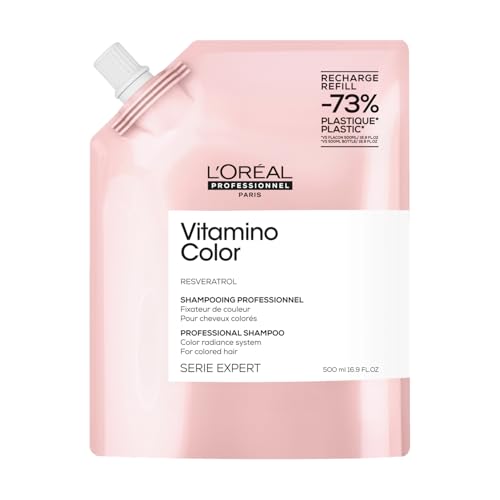 L’Oréal Professionnel Vitamino Color Shampoo Refill pack 500ml, Colour Protection and Shinier Stronger Hair, For Coloured Hair option