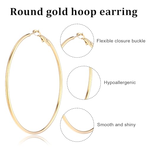 4Pcs Stainless Steel Hoop Earrings, Large Circle Silver Hoop Cartilage Gold Silver Rose gold Black Oversize Earrings for Women3
