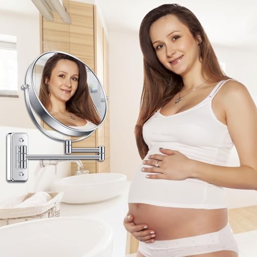 Btremary 138-9IN-DE 9 Inch Large Wall Mounted Makeup Mirror 1X/7X Double-Side Bathroom Magnifying Mirror 360 Swivel Vanity Mirror Extendable Shaving Wall Mount Cosmetic Mirror thumb #2