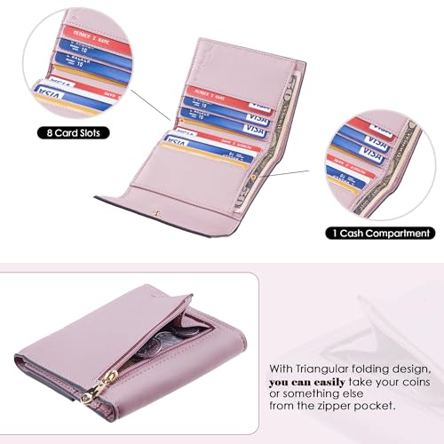 Travelambo RFID Blocking Wallet Women Small Womens Wallet Credit Card Holder Mini Compact Trifold Wallets for Women with Coin Pocket Zipper2