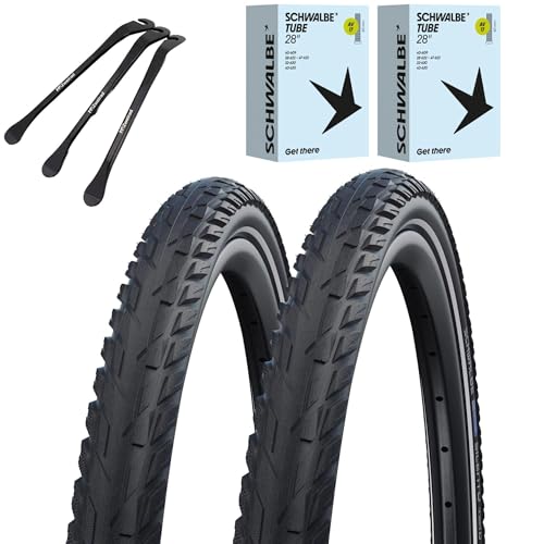 2 x Silento Fahrradreifen 28 x 1,60 Zoll 42-622 Reflexstreifen Schlauch wählbar + MSzweirad Reifenheber (AV Schlauch, 28 x 1,60 Zoll (42-622))