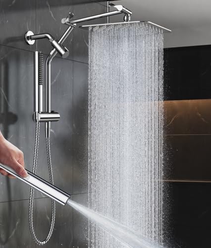 Veken All Metal 10' Shower Head with Handheld, Luxurious Square Double Rain Shower Heads,Power Wash...