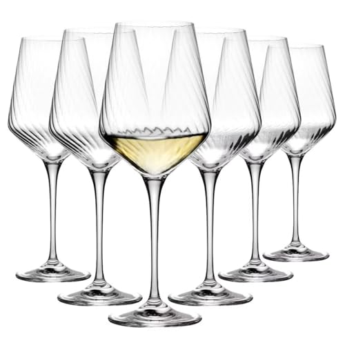 Krosno LUMI – Set di 6 Bicchieri da Vino Bianco 450 ml | Vetro Crystalline, Design Ottico Moderno, Lavabili in Lavastoviglie | Per Sauvignon Blanc & Pinot Grigio
