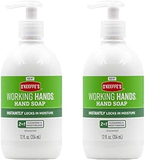 O'Keeffe's Working Hands Moisturizing Hand Soap, 12 oz Pump, Unscented, (Pack of 2)