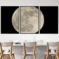 3 Piece Framed Canvas Wall Art Full Moon Canvas Prints Home Artwork Decoration for Living Room,Bedroom - 16