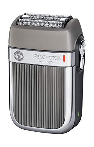 Manchester United Heritage Kabelloser Elektrorasierer inkl. Rasierer-Reinigungsbürste und Gesichtshandtuch, silberfarben