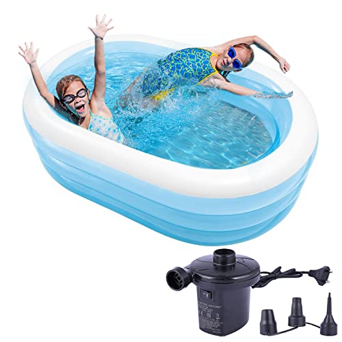 Image of P for Pogu 5.5 Feet Anda /Oval Inflatable Swimming Pool Bathtub Soft Material Spa Bath Tubs with Electric Pump for Kids Toddlers Indoor Outdoor Use (Blue)