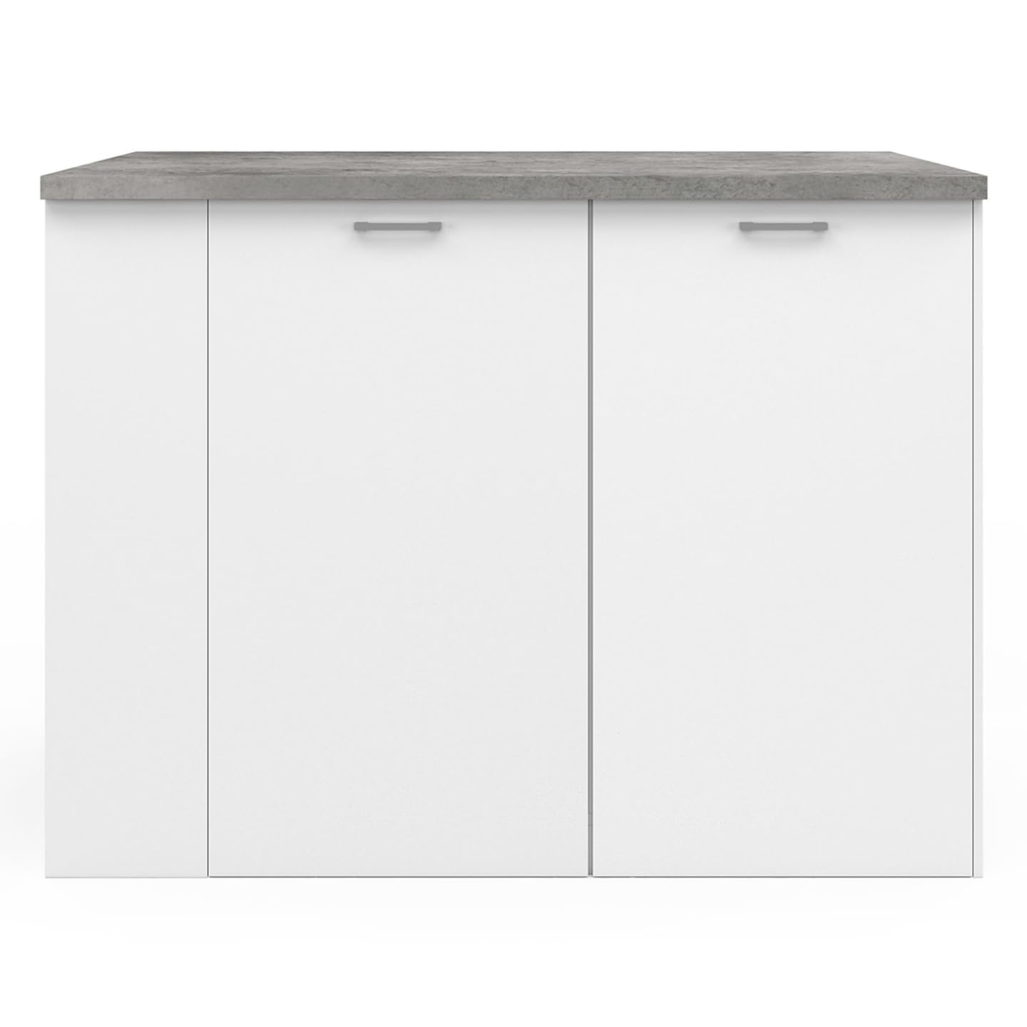 IDMarket - Ilot Central TIBO 120 cm Bois Blanc avec Plan de Travail façon béton