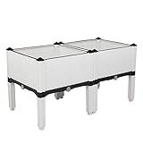 HELLOLAND Set of 2 Planting Box Raised Garden Bed Set Patio Planter Boxes for Vegetable FlowerFruit
