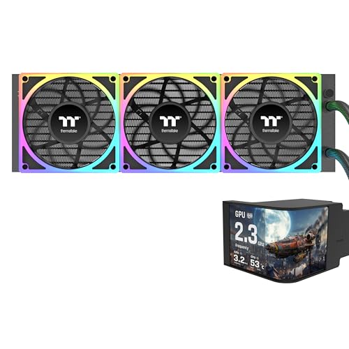 Image of Thermaltake MAGCurve 360 Ultra CPU Liquid Cooler; Intel /AMD Compatible; 3x120mm 500~2500rpm TOUGHFAN EX ARGB; MAGForce 2.0; 6.67 inch AMOLED 60Hz; Swappable Fan Blades; TT RGB Plus 3.0; CL-W453-PL12SW-A