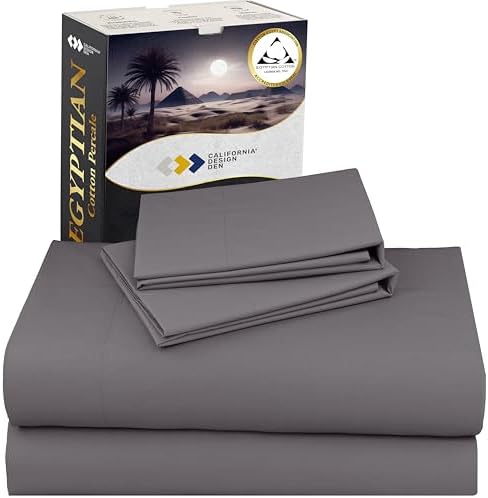 California Design Den Certified 100% Egyptian Cotton Queen Sheets Set - Lightweight & Crisp Percale Sheets Queen Deep Pocket Set, Durable Luxury Bedding - Ivory - Thumbnail 5