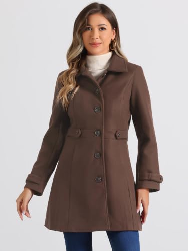 Image of Allegra K Women's Winter Classic Overcoat with Pockets Single Breasted Coat | Soft pea coat, Fully lined outerwear, Trendy, Fall office peacoat, Warm casual holiday everyday wear,