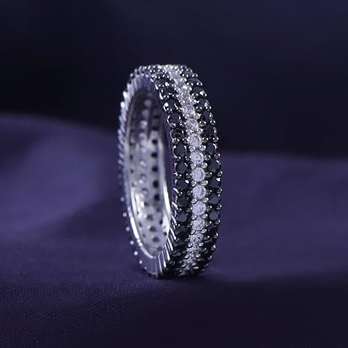 AFFY Simulated Black & White Cubic Zirconia Eternity Wedding Ring in 925 Sterling Silver (2.75 cttw)4