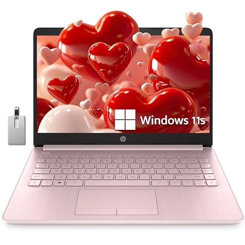 Image of HP 2022 Stream 14" HD BrightView Laptop, Intel Celeron N4020 Processor, 8GB RAM, 64GB SSD, Intel HD Graphics, 720p Webcam, 1 Year Office 365, Pink, Win 11, 32GB Snowbell USB Card