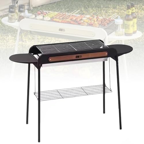 Cooking Gril With Large Barbecue Area, Outdoor BBQ Grill, Stand 2-in-1 Barbeque Grill, Portable BBQ Charcoal Bbq Grill With Storage Rack, Grill For Home、outdoor、camping,Black