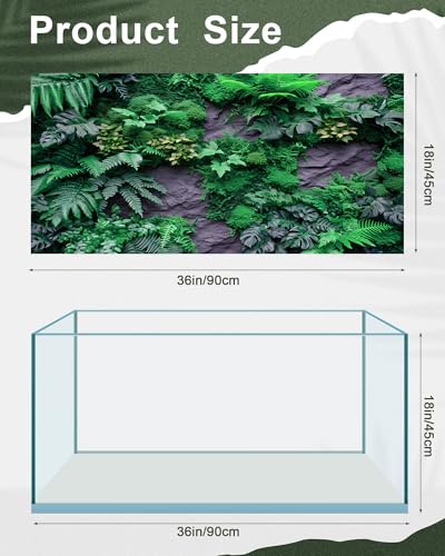 Image of Breling 4 Pcs Reptile Habitat Background with Nano Glue Gobi Sun Cactus Stone and Green Tree Fern Stream Terrarium Background Polyester Durable Aquarium Accessories (Style2,36 x 18 Inch)