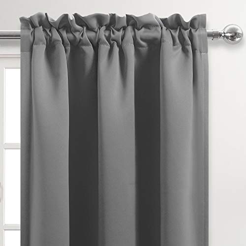 Dwcn Valance Curtains Blackout Grey Kitchen Valance Solid Rod Pocket Window Treatments Curtain Valance For Kitchen Bathroom Windows 52X18 Inch Long, 1 Panel #TOP2