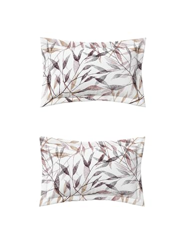 Image of DDECOR Live Beautiful 100% Cotton 145TC Leaves King Bedsheet with 2 Pillow Covers | Rotary Printed Breathable Fabric | 224 CM X 254 CM | Luxury Bedding for Home | Cresta Collection | Grape Shake Wine