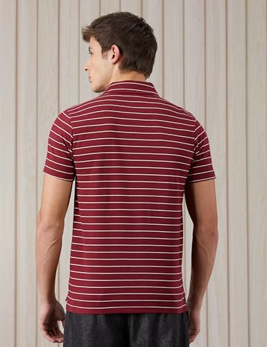 Image of Amazon Brand - Symbol Men's Cotton Rich Striper Polo Collar Striped Tshirts | Half Sleeves-Regular Fit (Available in Plus Sizes)