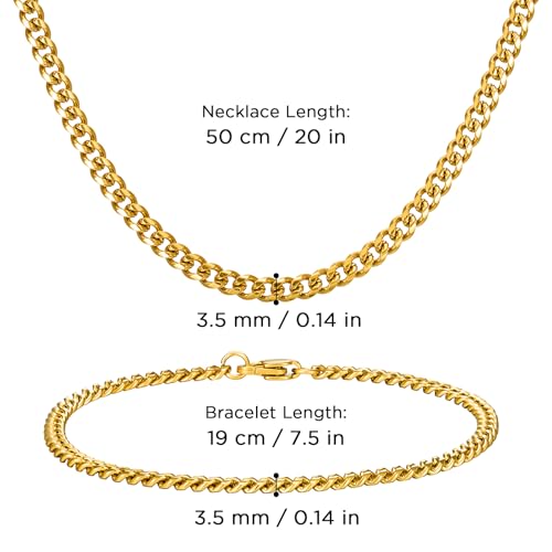 NORBU Stainless Steel Cuban Link Chain and Bracelet Set for Men, Chains 3.5mm/5mm/7mm Width, Bracelet 7 1/2" and 8" Length, No Tarnish & Durable Mens Jewelry - Image 6