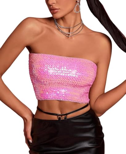 Alivila.Y Fashion Womens Sparkling Sequins Stretch Party Tube Top