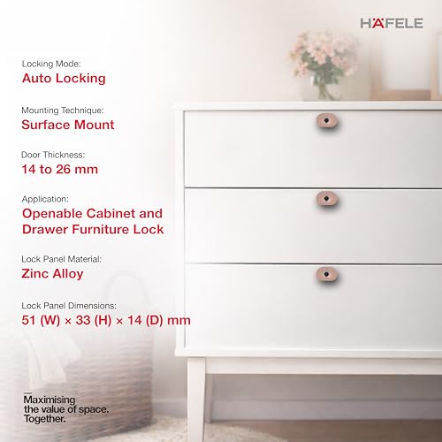 Image of Hafele Kabi-Iris Cabinet Lock, Rose Gold, Capacitive Fingerprint Access, Status Indicator, Smart Lock for Cabinet and Drawers