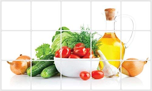 Jaamso Royals Fruits and Vegetable Design Oil Proof Decal Heat-Resistant Aluminum Foil Kitchen Tile Wall Sticker (45 CM X 75 CM)