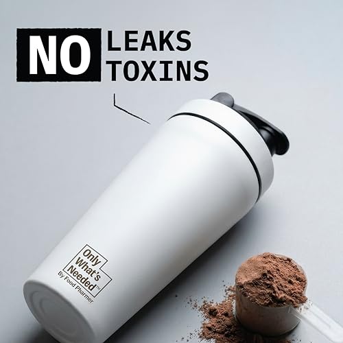 Image of ONLY WHAT'S NEEDED Metal Shaker, 750ml, Stainless Steel, BPA-Free Cap, Rust-Resistant, Leak-Proof, for Mixing Supplements