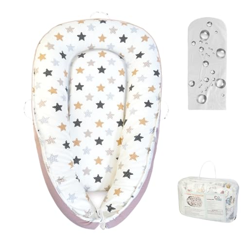 Image of Baby Lounger with Waterproof Liner, Infant Lounger for 0-24 Months Newborn,Soft Cotton & Breathable Cover,Essentials Gifts for Baby Travel and Floor (Baby Star)