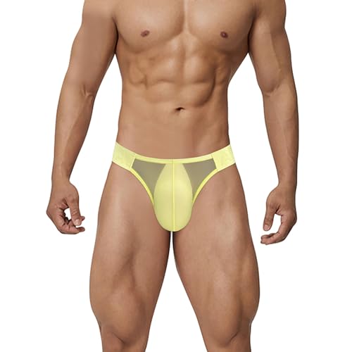 Men's Mesh Briefs Low Rise Bikini Panties Breathable See-Through Underwear