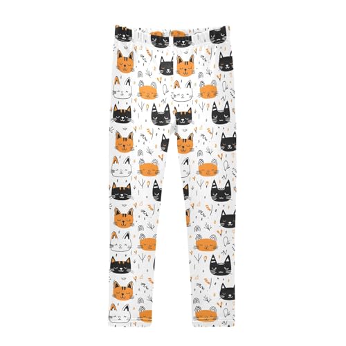 Cute Cat Kitten Head Girls Leggings Soft Stretch Workout Yoga Dance Pants for Kids Casual Tights