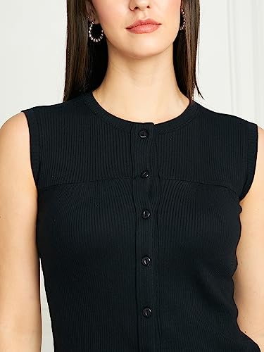 Image of Modeve Women Ribbed Sleeveless Fitted Top for Summer