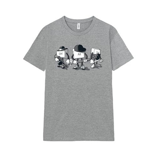 Pampling Maglietta a Maniche Corte, 85% Cotone, Abbigliamento Unisex per Uomo e Donna, Serigrafata con Girocollo e vestibilità Regolare, Colore Grigio (Computer Mafia, M)