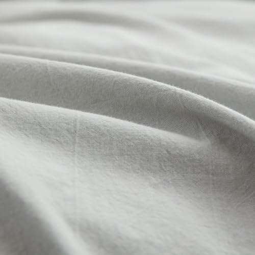 Image of BESTOUCH Cotton Solid Duvet Cover Set Northern Droplet Grey Alaska King | 100% Washed Cotton, Soft Wrinkle Texture, Hidden Zipper, 8 Ties, Breathable Lightweight Durable Comfy, 3 Pcs No Insert