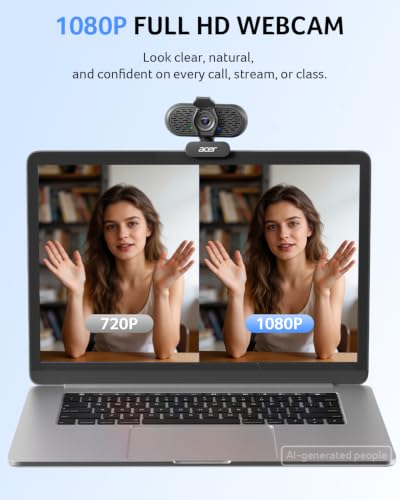 Acer A610 1080p Webcam for PC with Microphones Computer Camera for Meeting - image 2