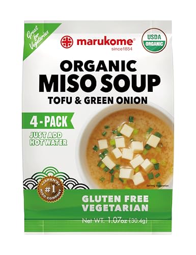Marukome Organic Miso Soup Tofu & Green Onion, Instant Miso Soup, Gluten Free, No Preservatives...