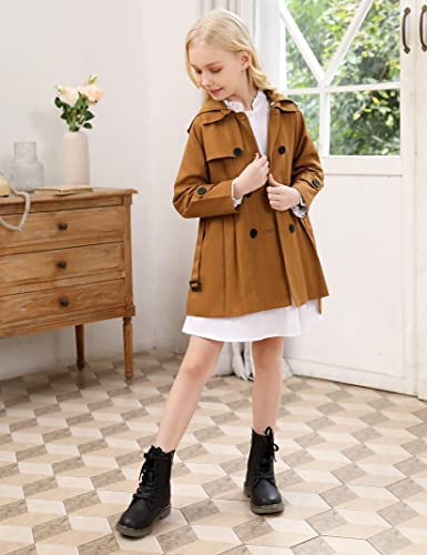 Kids Girls Outwear Jacket Hooded Lightweight Button Down Trench Coat Waterproof Active Windbreaker4