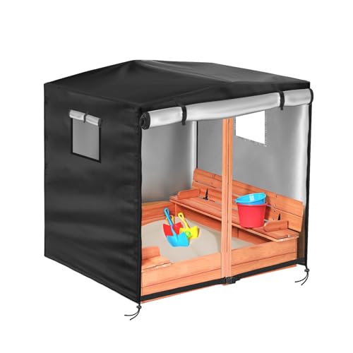 Kasla Wood Sandbox Cover - Waterproof and UV-Resistant, Fits Kids Sandbox with Lid & Wooden Sand Box with Canopy and Foldable Bench (Cover Only, 48