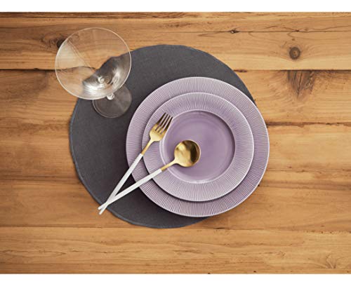Solino Home Round Linen Placemats Charcoal – 100% Pure Linen Set Of 4 Round Placemats 15 Inch Diameter – Vesta Machine Washable Tablemats For Summer, Kitchen, Dining, Indoor, Outdoor #TOP1