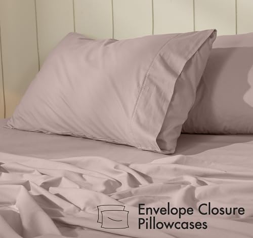 Image of RUVANTI 100% Cotton Percale Sheets, Full Size, Warm Mocha | Crisp Cooling, Deep Pocket 16 inch, Soft Breathable & Durable, Hotel-Style, 4 Piece Set